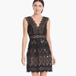 New Monique Lhuillier Black Lace Mini Dress